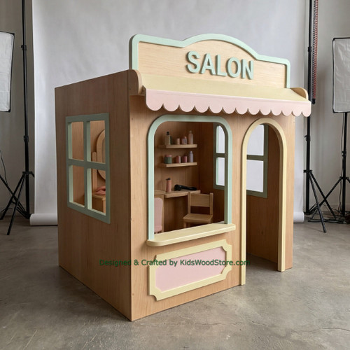Salon Wooden Playhouse w/Furniture - Indoor or Outdoor