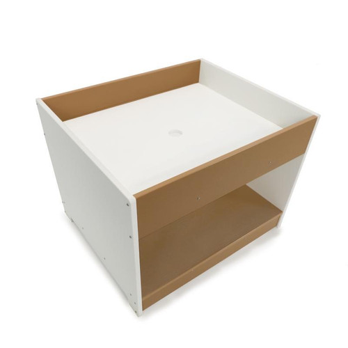 Whitney Brothers outdoorED™ Big and Wide Sensory Table, standalone outdoor sensory play table with a spacious white top and brown side panels, for children to explore sensory activities.