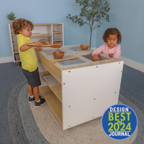 Whitney Brothers elevatED™ Mobile Sensory Table, children playing with sensory objects in a classroom setting.