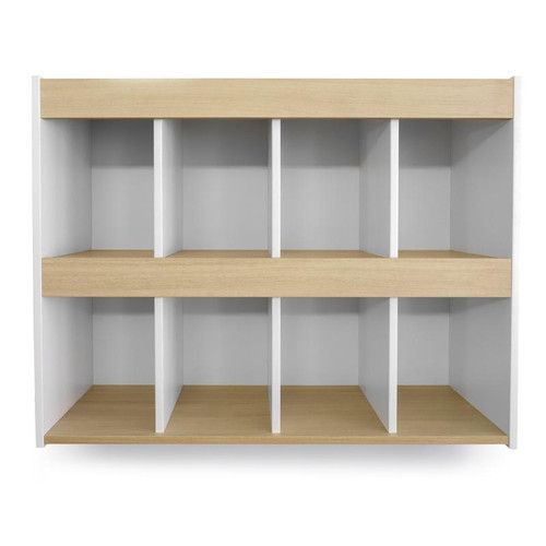 Whitney Brothers elevatED™ Wall Mount Diaper Bag Organizer, wall-mounted storage unit with multiple compartments for organizing diaper bags and baby essentials.