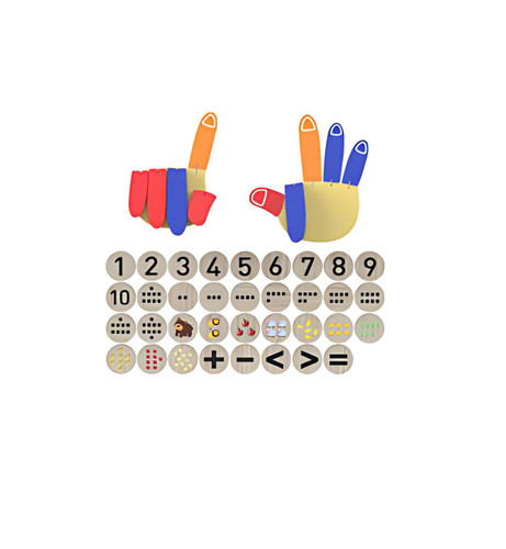 LiteZilla KidWorx™ Handy Hands Counting Challenge Wall Activity, colorful hand-shaped counters and number tiles for educational counting and math skills development.