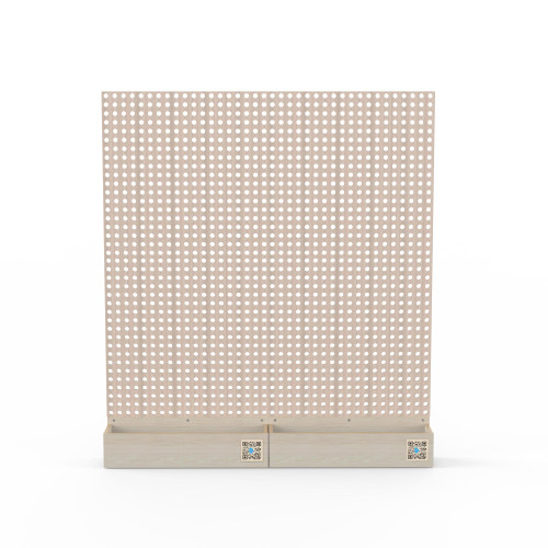 LiteZilla Kidworx™ Large Pegboard Activity Wall Pack, large light wood pegboard panel with evenly spaced holes and a divided storage base shown against a white background