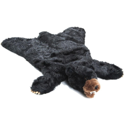 Black Bear Kids Rug, plush black and brown faux fur teddy bear-shaped rug with a bear's head, paws, and detailed features suitable for home decor.