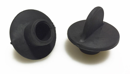 Childbrite Sensory Table Small Plug Replacement, black rubber plugs with a circular shape and a tab for easy handling.