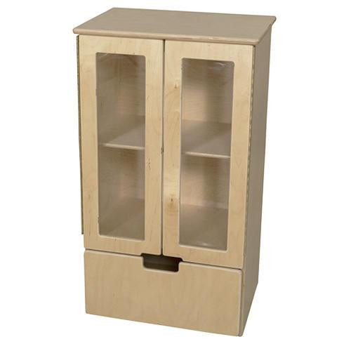 Wood Designs My Cottage Refrigerator, wooden display cabinet with glass doors and shelves