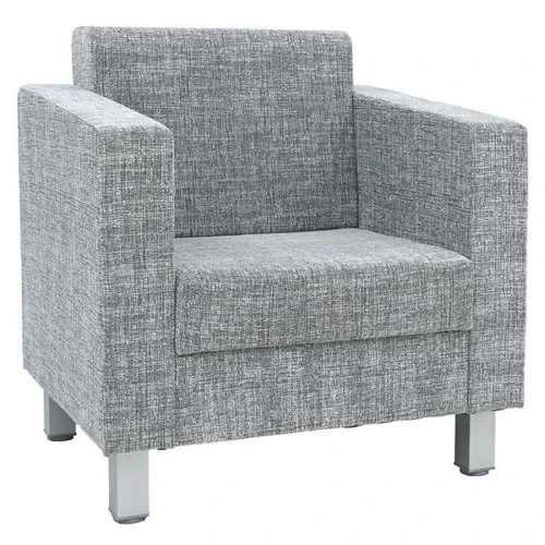 Moje Bambino Relax Armchair, grey upholstered armchair with a modern design and sturdy metal legs.