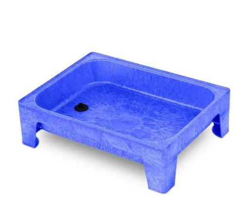 Childbrite All-In-One Sand and Water Activity Center - 8"H, blue plastic kiddie sand and water play table with integrated water drain.