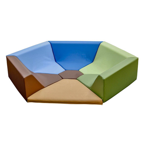 Children's Factory Woodland Hollow Soft Reading Nook, colorful modular cushioned seating designed for children's reading and play activities.