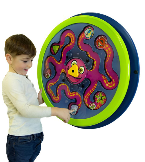 Playscapes Henry Hexipus Round Wall Toy, colorful interactive octopus-shaped wall toy with moving parts and playful design for children.