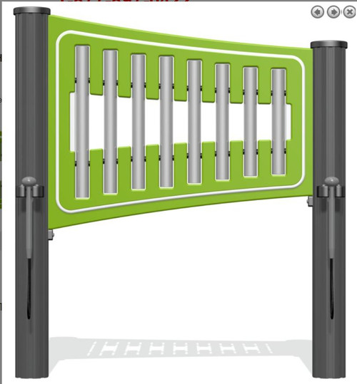 Playground Prodigy Genius Maker Tube Outdoor Musical Chimes Play Panel, vibrant green and gray outdoor playground musical play panel.