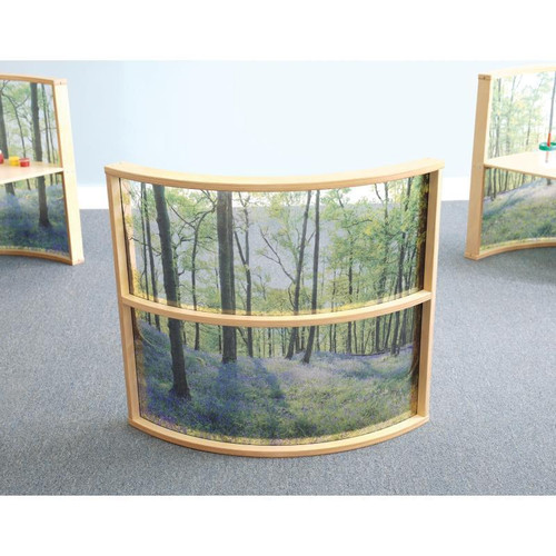 Whitney Brothers Nature View Curved Room Divider Panel 36" H, with a scenic forest image on the curved panels