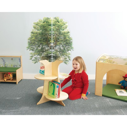 Whitney Brothers Nature View Tree Book Shelf, children playroom furniture with a tree-shaped design and storage for books.