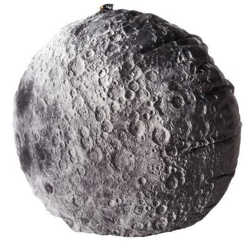 Playscapes Woodsmen Naturescapes Moon Circle Cushion, moon-shaped cushion resembling the moon's craters and surface details.