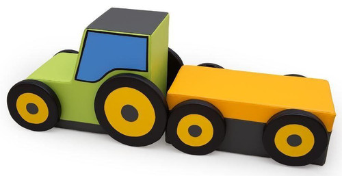 Moje Bambino Tractor Trailer Soft Indoor Climber Play Set, colorful foam play set designed like a tractor and trailer for indoor climbing and play for children.