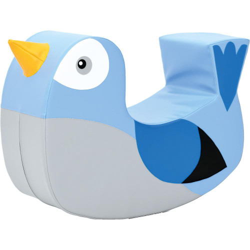 Moje Bambino Soft Foam Rocking Seats, colorful baby rocking seat designed as a cute bird with blue, yellow, and white colors.