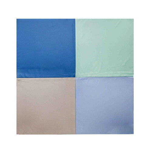 Children's Factory Four Square Play Mat – Tranquility, colorful soft foam floor mat with blue, green, beige, and light blue squares for safe play and cushioning.