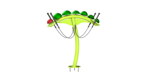 Freenotes Caterpillar Bells, a colorful musical instrument with a green caterpillar-shaped design and several bells in varying shades of green and a red one at the side.