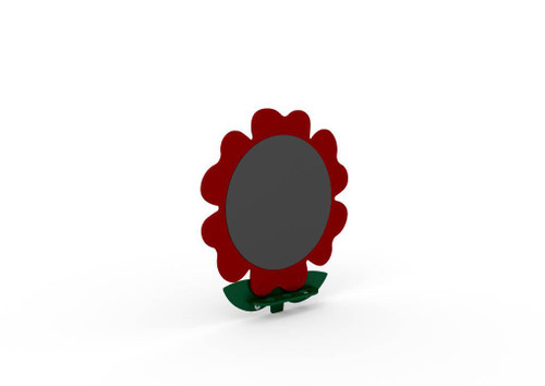 World Klass Play Fiona The Red Flower Chalkboard, children's decorative chalkboard shaped like a red flower with a chalk holder at the bottom.