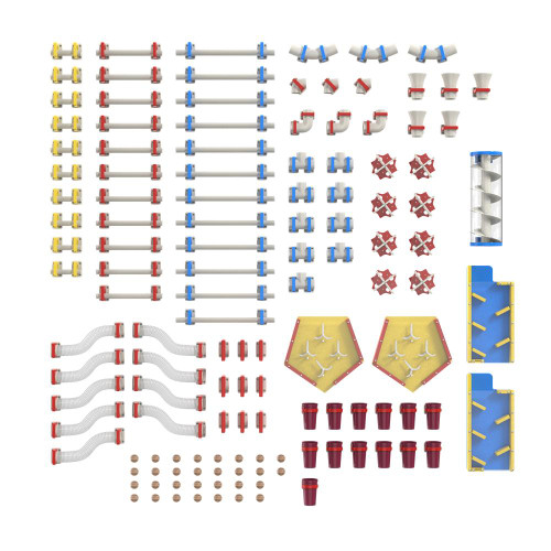 LiteZilla MagWiz Kinetics Magnetic Wall – 100 Piece Add-On Package, colorful magnetic building pieces and components for STEM educational toys and creative construction activities.