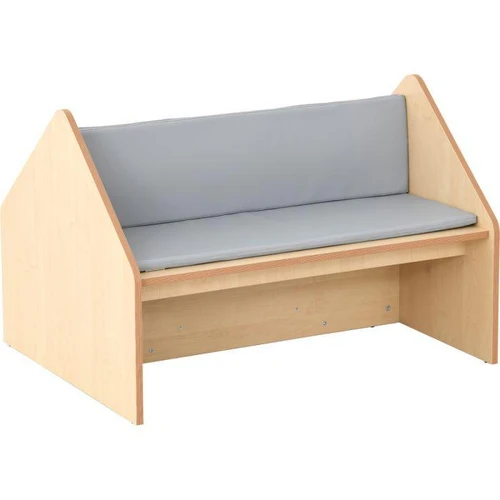 Moje Bambino Flexi Bookcase Bench, wooden children's storage bench with cushioned seat and backrest in gray color
