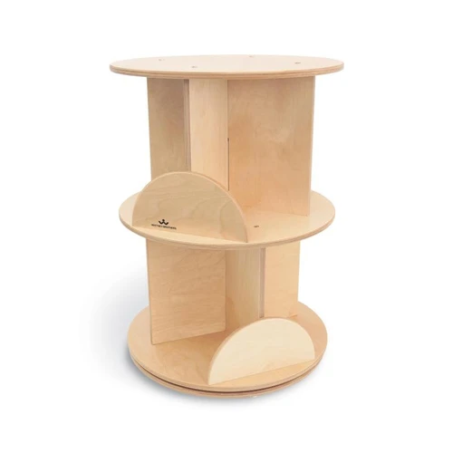 Whitney Brothers Two Level Book Carousel, wooden educational toy with two rotating tiers for organizing books in a classroom or library setting.