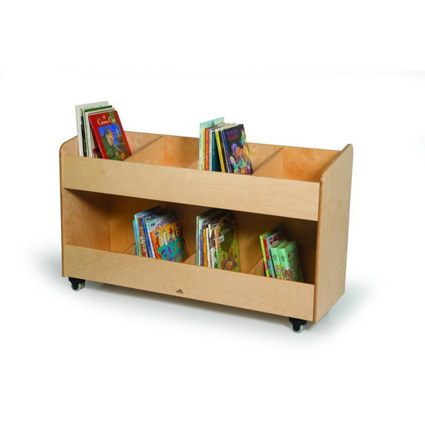 Whitney Brothers Eight Section Book Organizer, wooden storage unit with eight compartments for organizing children's books.