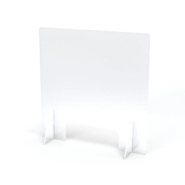 Jonti-Craft See-Thru Table Divider Shields - 2 Station with Opening - 23.5" x 8" x 23.5", transparent acrylic protective barrier for two workstations with a central opening for easy passing of items.