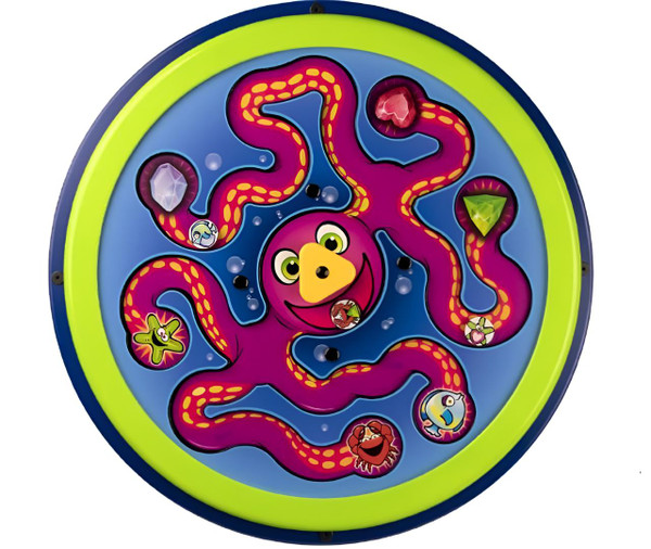 Playscapes Henry Hexipus Round Wall Toy, colorful circular wall-mounted game featuring an animated octopus with multiple tentacles containing various interactive elements and decorative characters.