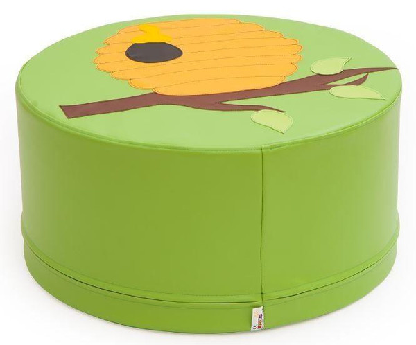 Novum Green Beehive Tree Table, colorful round children's table with a yellow flower and green leaves design.