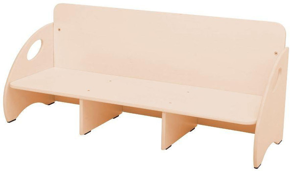 Novum Franek Triple Sofa, light wood-colored children's sofa with a backrest, armrests, and built-in storage compartments underneath