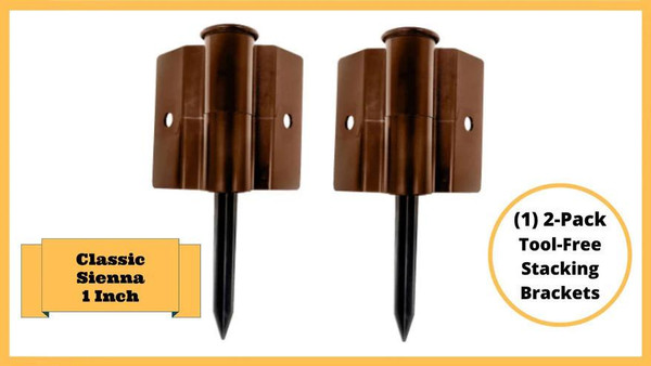 Frame It All Classic Sienna 1-inch Profile Stacking Joint, 2 Pack, Tool-Free Stacking Brackets for modular garden beds or landscaping.