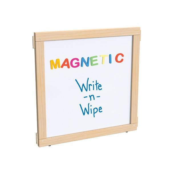 Jonti-Craft Magnetic Write-n-Wipe Classroom Divider Panel - KYDZ Suite® T-height, 24-inch wide, educational whiteboard with colorful magnetic letters and writable surface for classroom use.