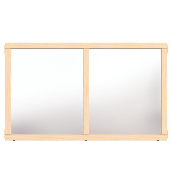 Jonti-Craft Mirror Classroom Divider Panel - KYDZ Suite® E-height - 48" Wide, wooden frame with two large reflective mirror panels for educational or children's room use.