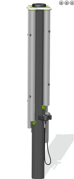 Playground Prodigy Genius Maker Musical Outdoor Chimes Quartet, outdoor musical play equipment with multiple chime tubes mounted on a tall vertical stand.