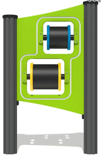 Playground Prodigy Genius Maker Musical Maracas Spin Playground Panel, colorful musical maracas spinning panel for children's playground activities.