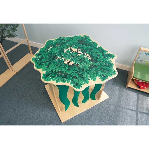 Whitney Brothers Nature View Jungle Tree Playhouse, children’s play furniture featuring a jungle theme with a detailed tree illustration on the tabletop.