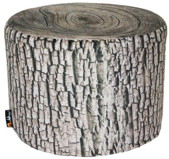 Playscapes Woodsmen Naturescape Mini Tree Trunk Stool, round miniature tree trunk with realistic bark texture and visible growth rings on top, designed for outdoor and rustic decor.