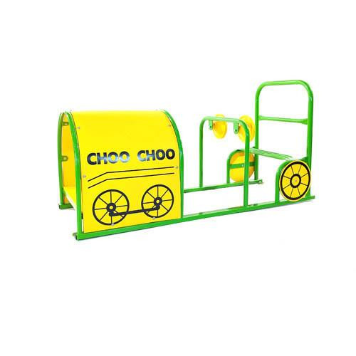 Playtime Playground Equipment Choo Choo Train Engine Toddler Climber, colorful children's play structure designed like a train with bright yellow and green accents.