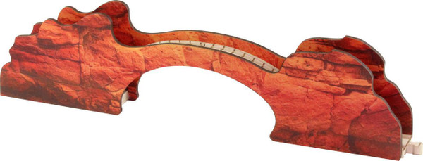 Maple Landmark Natural Arch Wooden Train Bridge, a detailed wooden train bridge with a natural arch design and a realistic rock pattern finish.