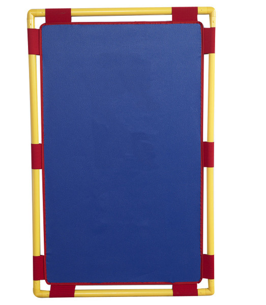 Children's Factory Rectangle Play Panel - Blue or Red, colorful rectangular foam play panel with a blue padded surface and red edging, designed for children's play areas.