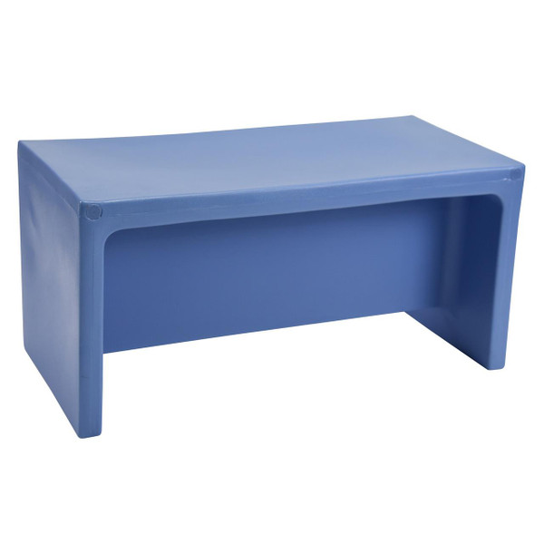 Children's Factory ADAPTA-BENCH - Sky Blue, a sturdy children's blue plastic bench with a simple, functional design suitable for playrooms or classrooms.