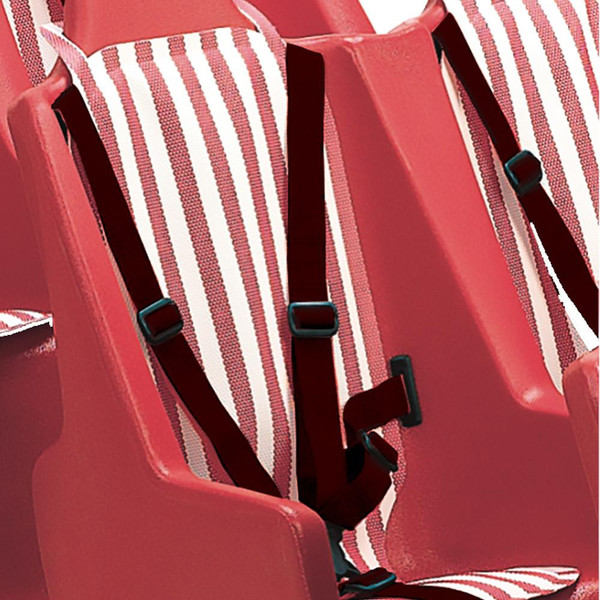 Angeles BYE BYE BUGGY Striped Seat Pad, safety harness on a stroller seat.