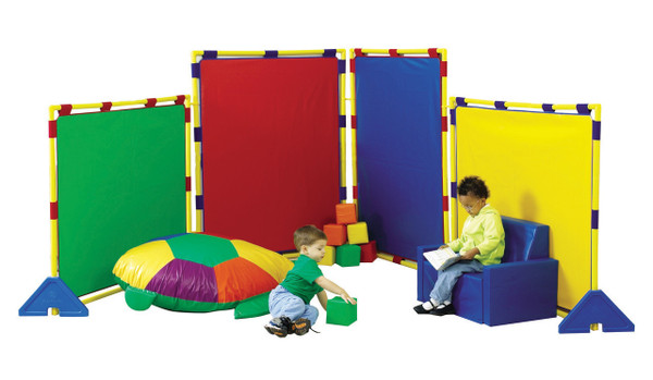 Children's Factory Big Screen Rainbow Play Panel Set, colorful modular play panels for kids' safe play area.