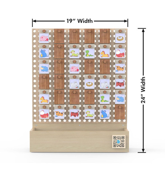 LiteZilla Kidworx™ Memory Match Jr Wall Game, children’s wooden wall game with colorful animal and object cards for educational matching fun.