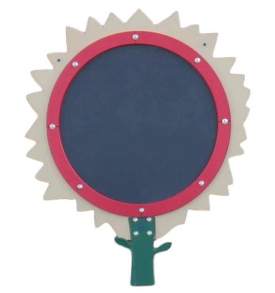 Infinity Playgrounds Chalkboard Flower - Daisy Flower, children’s outdoor playboard designed as a colorful sunflower with a chalkboard center for drawing and writing.