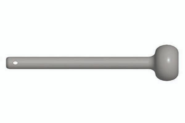 Freenotes Contrabass Chimes Mallet, Grey 70A w/38" Cable, percussion mallet with a grey grip and a large round head for musical instrument play.