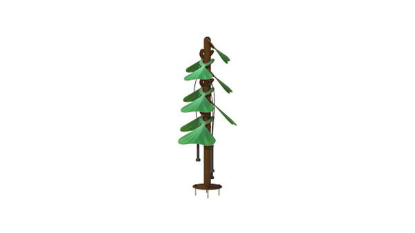 Freenotes Tenor Tree Toddler Outdoor Bells, a musical outdoor play equipment with green leaf-shaped bells attached to a brown tree trunk structure for children to play and make musical sounds.