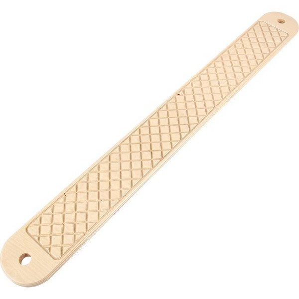 Moje Bambino Big Check Balance Board, beige wooden balancing board with a textured checkered surface for improved grip.