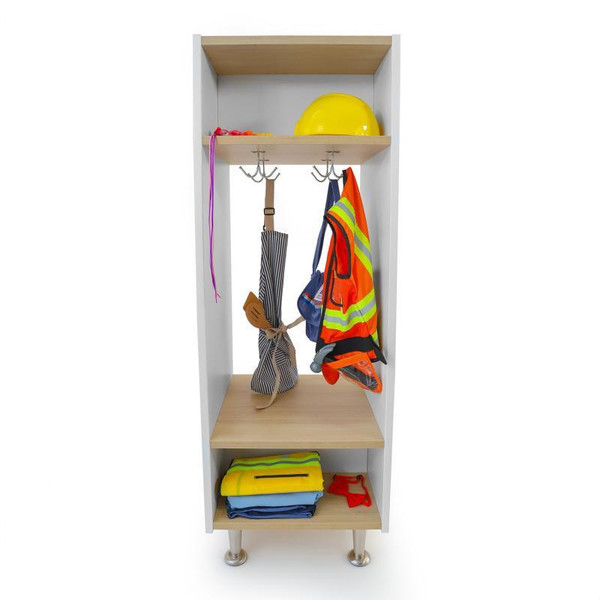 Whitney Brothers elevatED™ Dress Up Station, children’s play furniture with hooks, shelving, and space for costumes and accessories.