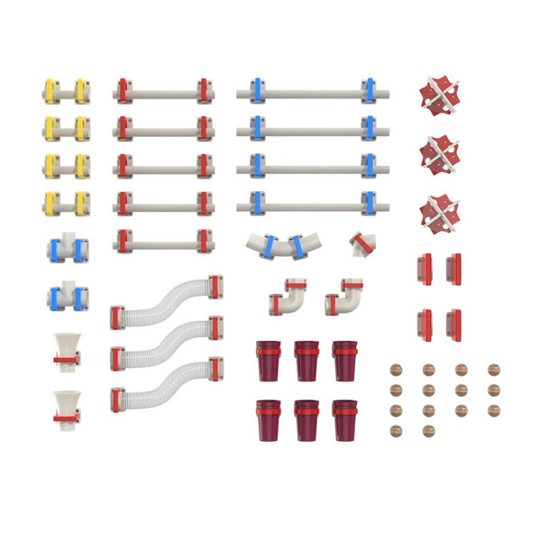 LiteZilla MagWiz Magnetic STEM Kinetics – 40 Piece Add-On Package, an assortment of colorful magnetic and plastic building pieces arranged for creative STEM construction.